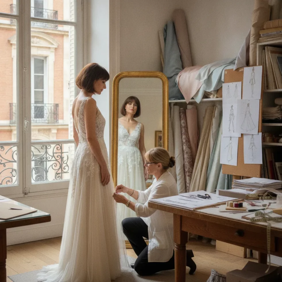 Robe de cérémonie sur mesure à Toulouse, guide 2026 - robe ceremonie sur mesure toulouse